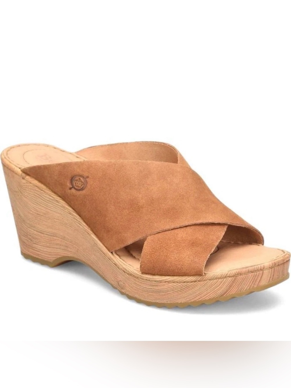 Born Women’s Nora Crisscross Suede Wedge Sandals - Tan